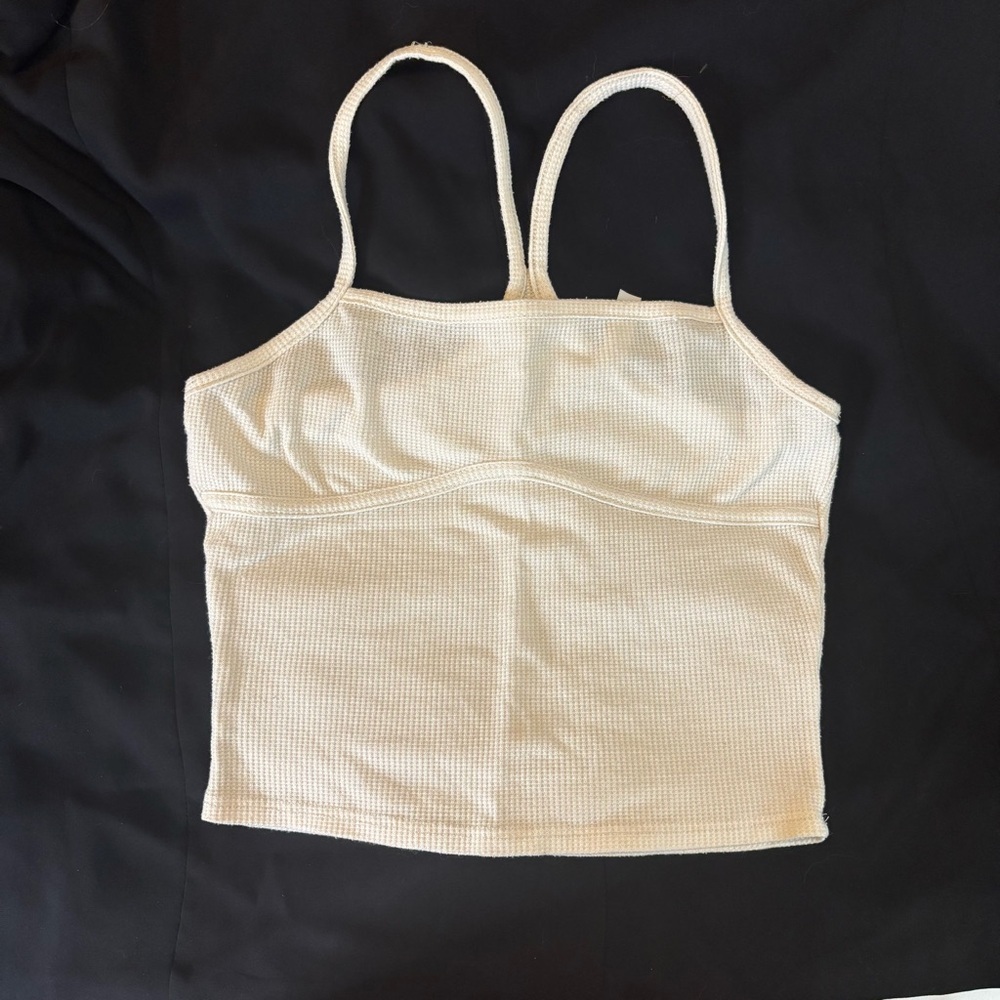 7DAY WKND Cream Waffle Knit Tank Top